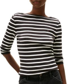 Tommy Hilfiger Camiseta de manga larga Mujer New Cody Slim cuello barco