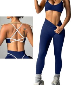 Conjuntos de entrenamiento para mujer, conjunto de dos piezas, brasier deportivo, leggings con levantamiento de glúteos, sin costuras, para correr, gimnasio