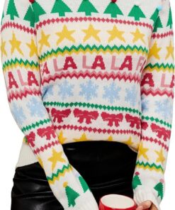 LUBOT Suéteres de Navidad para Mujer, feos, Suaves, mullidos, de Punto, de Manga Larga, para Fiestas de Navidad, Vacaciones, Tallas S-XXL