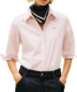 Tommy Hilfiger Camisa Mujer Poplin Regular con Cuello francés
