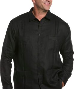 Cubavera 100% Linen Four-Pocket Long Sleeve Button-Down Guayabera Shirt (Available In Big & Tall) Camisa Abotonada Hombre (Pack de 1)