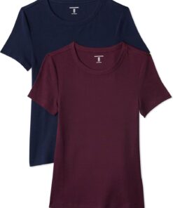 Amazon Essentials Mujer Camiseta de Cuello a la Caja de Manga Corta y Ajuste Entallado