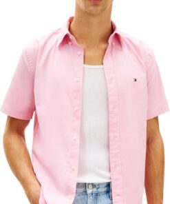 Tommy Hilfiger Flex Poplin Solid S/S Shirt Mw0mw42630 Camisa S/S Hombre (Pack de 1)