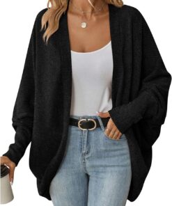 Suéteres tipo cárdigan para mujer, cárdigan de gran tamaño, holgado, frente abierto, suéter de punto, abrigos para invierno, otoño, cárdigans de gran tamaño para mujer