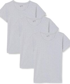 berydale Camisetas Mujer, 100% Algodón, Cuello Redondo (Paquete de 3 y Paquete de 5)