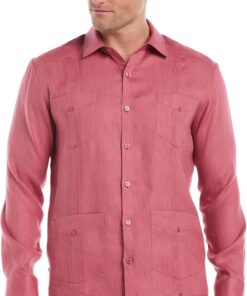 Cubavera 100% Linen Four-Pocket Long Sleeve Button-Down Guayabera Shirt (Available In Big & Tall) Camisa Abotonada Hombre (Pack de 1)