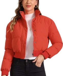 Allegra K Chaqueta bomber de invierno para mujer, holgada, acolchada, ligera