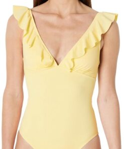 Amazon Essentials Traje de Baño de una Sola Pieza con Cuello en V y Volantes Mujer