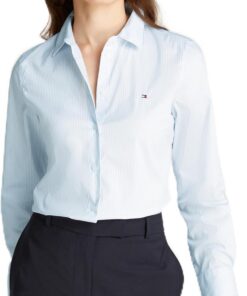 Tommy Hilfiger Camisa Mujer Poplin Regular con Cuello francés