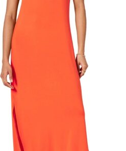 Amazon Essentials Vestido Midi de Punto de Manga Corta con Escote en Pico Mujer