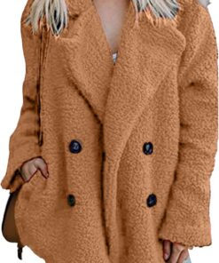 OMZIN Mujeres Casual Frente Abierto De Lana De Imitación Chaqueta De Gran Tamaño Caliente De Invierno Con Bolsillo