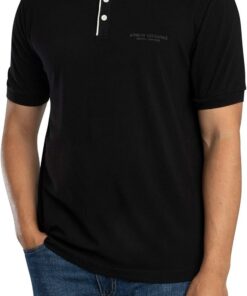 Armani Exchange Essential, Striped Collar Side Milano-New York Logo Lettering Polo para Hombre