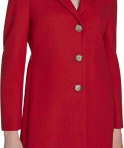Calvin Klein Classic Faux Wool Overcoat – Long Button Front Winter Jacket Abrigo de guisante Mujer (Pack de 1)