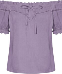 Scarlet Darkness Off Shoulder Casual Loose Fit Cotton Tops Blusas Mujer (Pack de 1)