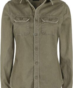 Brandit Girls Vintage Mujer Manga Larga Negro 100% algodón Regular
