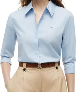 Tommy Hilfiger Camisa Mujer Poplin Regular con Cuello francés