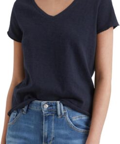 Marc OߴPolo Denim Mujer Camiseta de algodón orgánico con Cuello de Pico