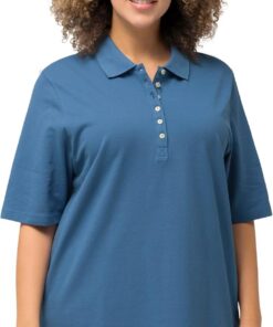 Ulla Popken Poloshirt, Piqué, Polokragen, Samt-Knopfleiste, Halbarm Camiseta Mujer