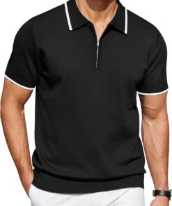 Coofandy Ztj009320 Classic Hombre (Pack de 1) | Cuello con cremallera de 1/4, texturizada, casual, camisa de negocios, ligera, transpirable, elástica para hombre
