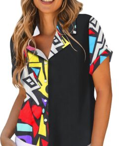 tiorhooe Camisa hawaiana de los años 80 y 90 para mujer, estilo retro, hawaiana, de manga corta, con botones, estilo vintage