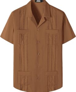 JOGAL Guayabera - Camisa cubana de manga corta para niños, casual, con botones