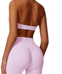 IMEKIS Conjunto de gimnasio de 2 piezas para mujer, sujetador deportivo con cintura alta, pantalones cortos, ropa deportiva, jogging, pilates, entrenamiento, traje deportivo