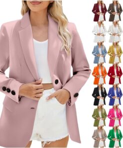 HUIFUAO Blazers para mujer, talla grande, cuello en V, traje de trabajo, chaqueta de trabajo, elegante, casual, manga larga, botones de doble botonadura, ropa exterior con bolsillo, Z01 Verde #1, XL