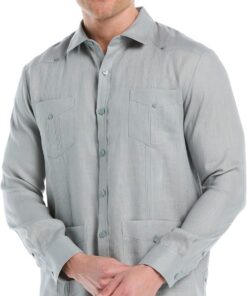 Cubavera 100% Linen Four-Pocket Long Sleeve Button-Down Guayabera Shirt (Available In Big & Tall) Camisa Abotonada Hombre (Pack de 1)