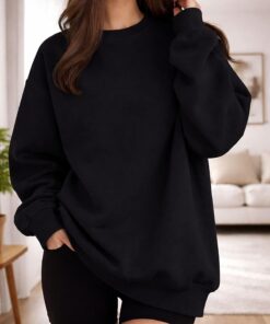 Sudadera informal de manga larga con cuello redondo para mujer