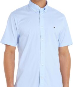 Tommy Hilfiger Camisa de Popelín para Hombre Flex Poplin Manga Corta