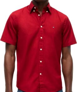 Tommy Hilfiger Camisa de Popelín para Hombre Flex Poplin Manga Corta