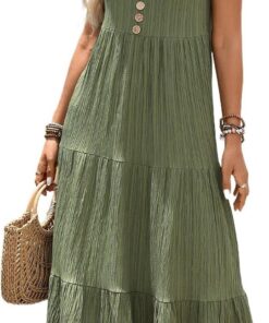 Vestido elegante de verano para mujer, cuello en V, a rayas, sin mangas, ajustado y acampanado, casual, DJ529