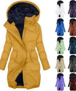 HUIFUAO - Abrigos de invierno con forro polar para mujer, chaquetas largas e impermeables con capucha, manga larga, cremallera, acolchada, gruesa, cálida, abrigos, ropa de abrigo con bolsillos, gris