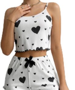 Conjunto de pijama para mujer, conjunto de pijama acanalado sin mangas, camiseta corta y pantalones cortos, ropa de dormir suave de 2 piezas