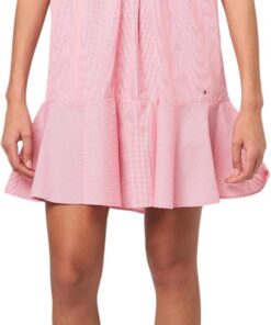 Tommy Hilfiger Sleeveless Collared Button Front Tie Waist Mini Shirt Dress Vestido Informal Mujer