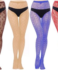 HOVEOX 6 Pairs Lace Patterned Tights Fishnet Floral Stockings Small Hole Pattern Leggings Tights Net Pantyhose