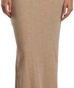Urban Classics Ladies Rib High Slit Skirt Mujer Falda Larga Negro