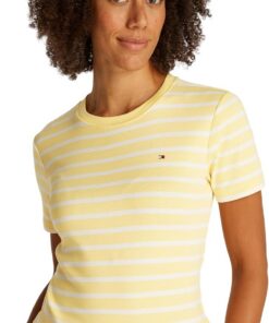 Tommy Hilfiger Camiseta de Manga Corta Mujer New Slim Cody Cuello Redondo