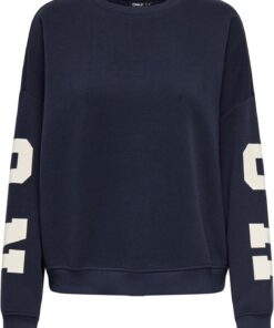 ONLY Onlsweat L/S Back/Sleeve Print Swt Noos Sudadera De Corte Suelto con Cuello O para Ropa Casual Mujer (Pack de 1)