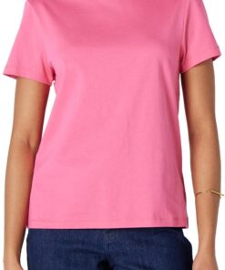 Amazon Essentials Mujer Camiseta de Manga Corta con Cuello Redondo 100% Algodón, Corte Estándar