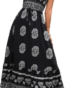 Vestido largo de verano para mujer, estampado floral, cuello en V, sin mangas, bohemio, playa, casual, vestido de viaje, DJ583