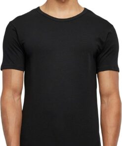 Urban Classics Camiseta Elástica Ajustada Hombre Camiseta Negro 95% algodón, 5% elastán Estrechos