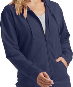 Hanes Slub Knit Full-Zip Hoodie, Textured Cotton Zip-up T-Shirt Hoodie For Women Camisa Mujer (Pack de 1)