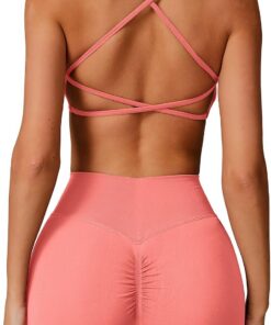IMEKIS Conjunto de gimnasio de 2 piezas para mujer, traje deportivo Crossback con cintura alta, pantalones cortos de yoga, fitness, ropa deportiva, entrenamiento, jogging y pilates