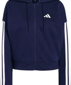 adidas Women's Chaqueta con Capucha Essentials French Terry 3 Bandas