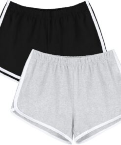 URATOT, Pantalones Cortos elásticos de algodón para Mujer, para Gimnasio, Yoga, Verano, Correr, Danza, 2 Unidades