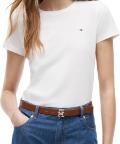 Tommy Hilfiger Camiseta de manga corta Mujer Heritage con cuello redondo