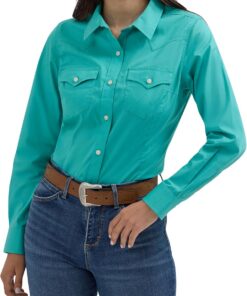 Wrangler Western Women's Retro Button-Down Shirt Western - Camisa Retro Abotonada para Mujer Mujer