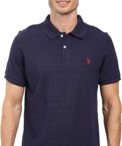 U.S. Polo Assn. Polo clásico para Hombre, Polo de piqué con Cierre de Dos Botones, Camisa de Golf de Moda de Verano | Polo de piqué con cierre de dos botones, camisa de golf de moda de verano