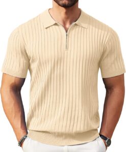 Coofandy Ztj009320 Classic Hombre (Pack de 1) | Cuello con cremallera de 1/4, texturizada, casual, camisa de negocios, ligera, transpirable, elástica para hombre
